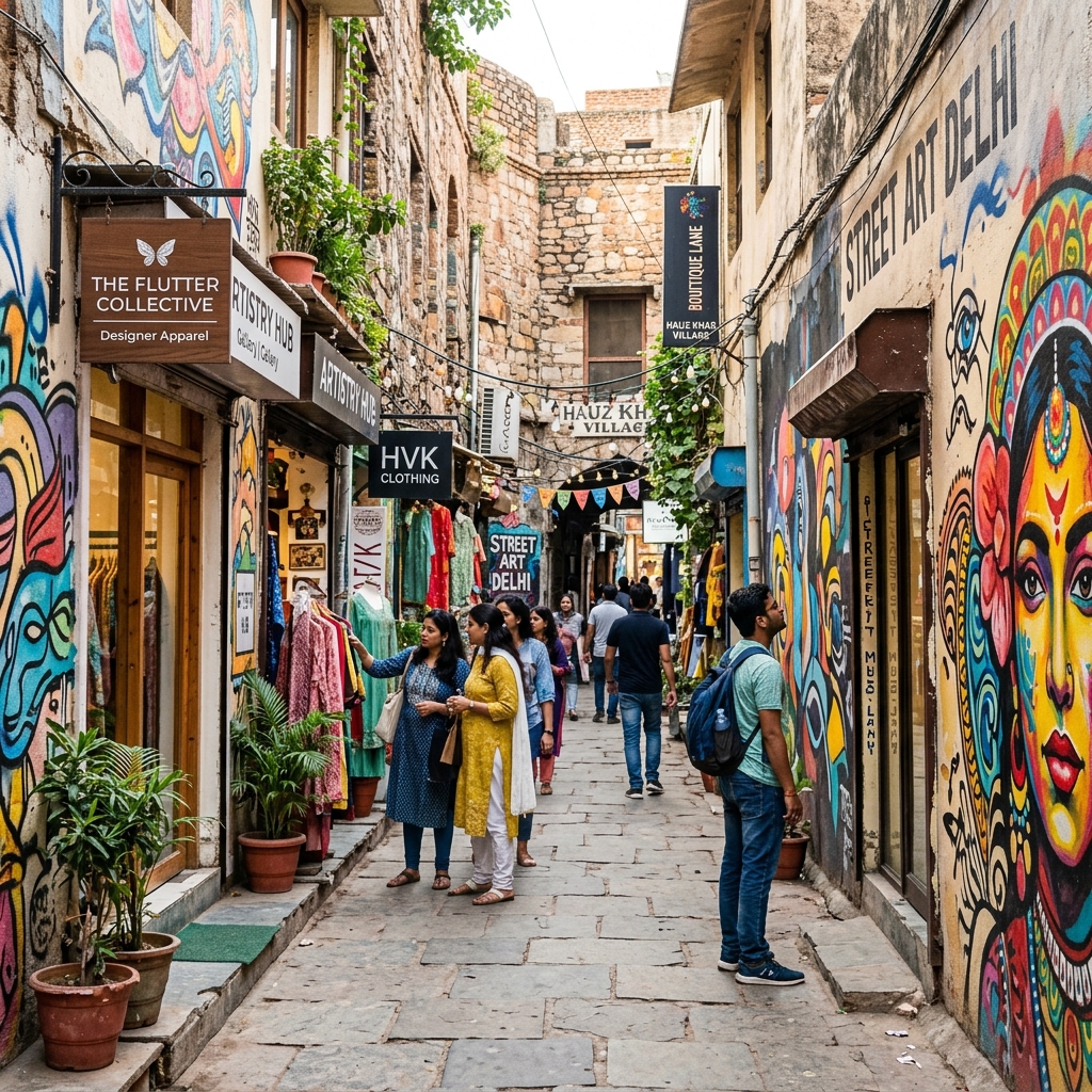 Hauz Khas Village designer shops and street art