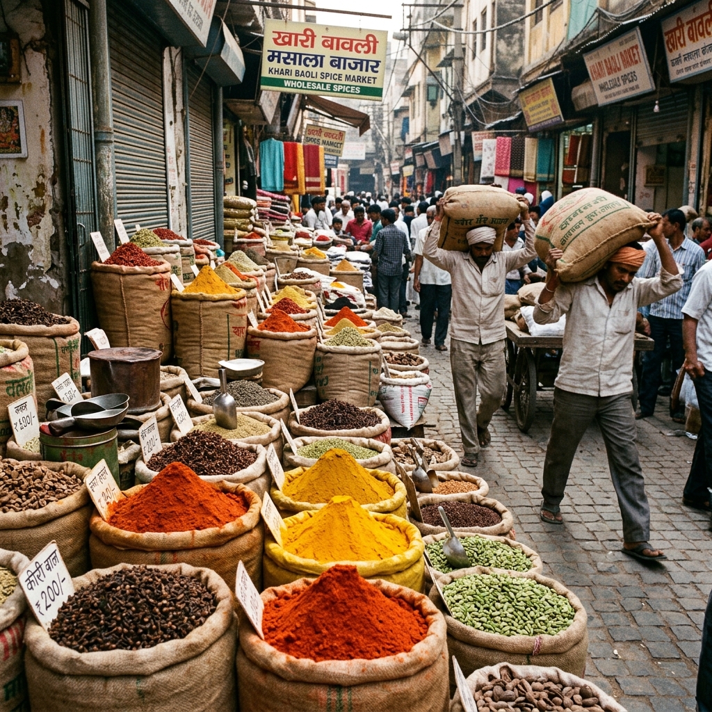 Spice market bags piled high